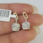 10k Diamond Cushion Earrings Ladies Drop Yellow gold Real Screw-Back studs