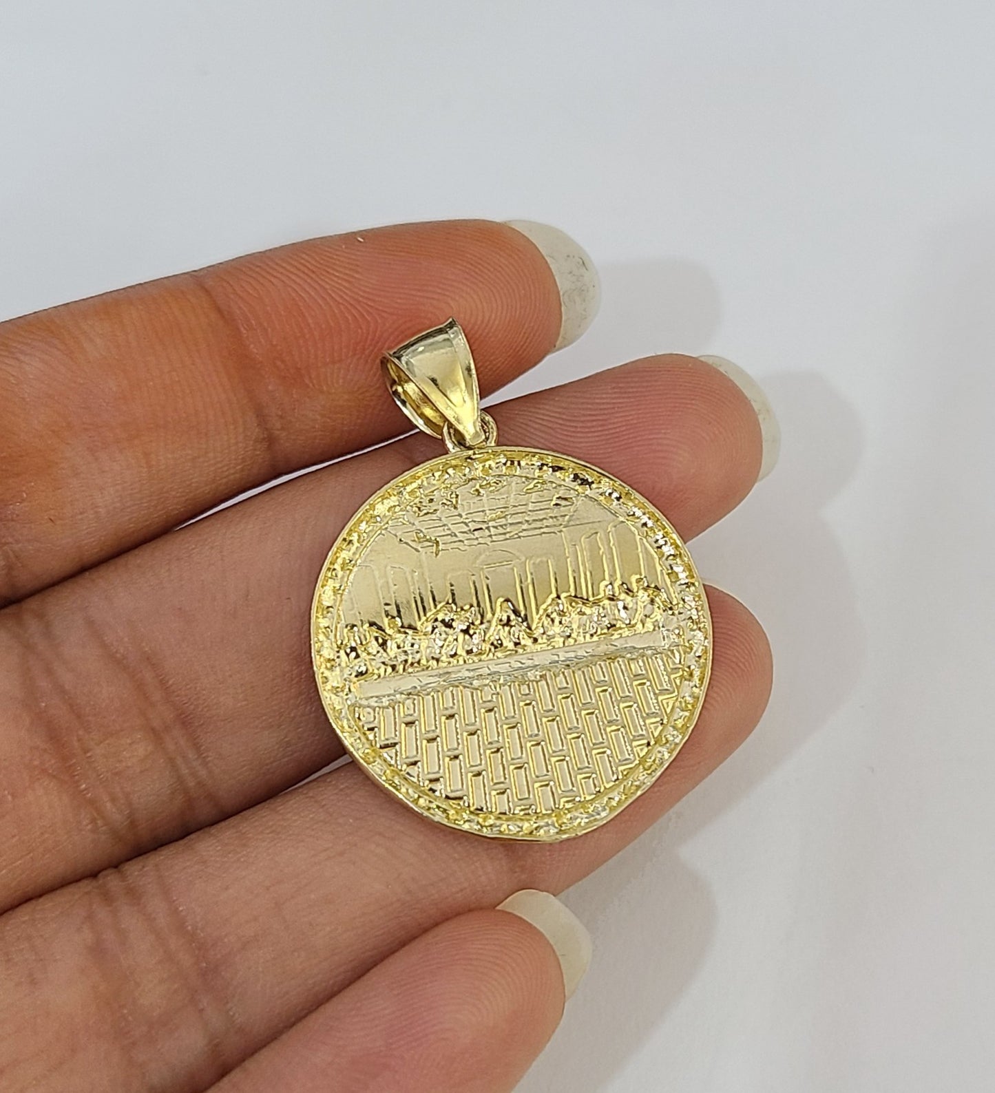 10k Aztec Calendar Charm Pendant Men Women 10kt Real Yellow Gold