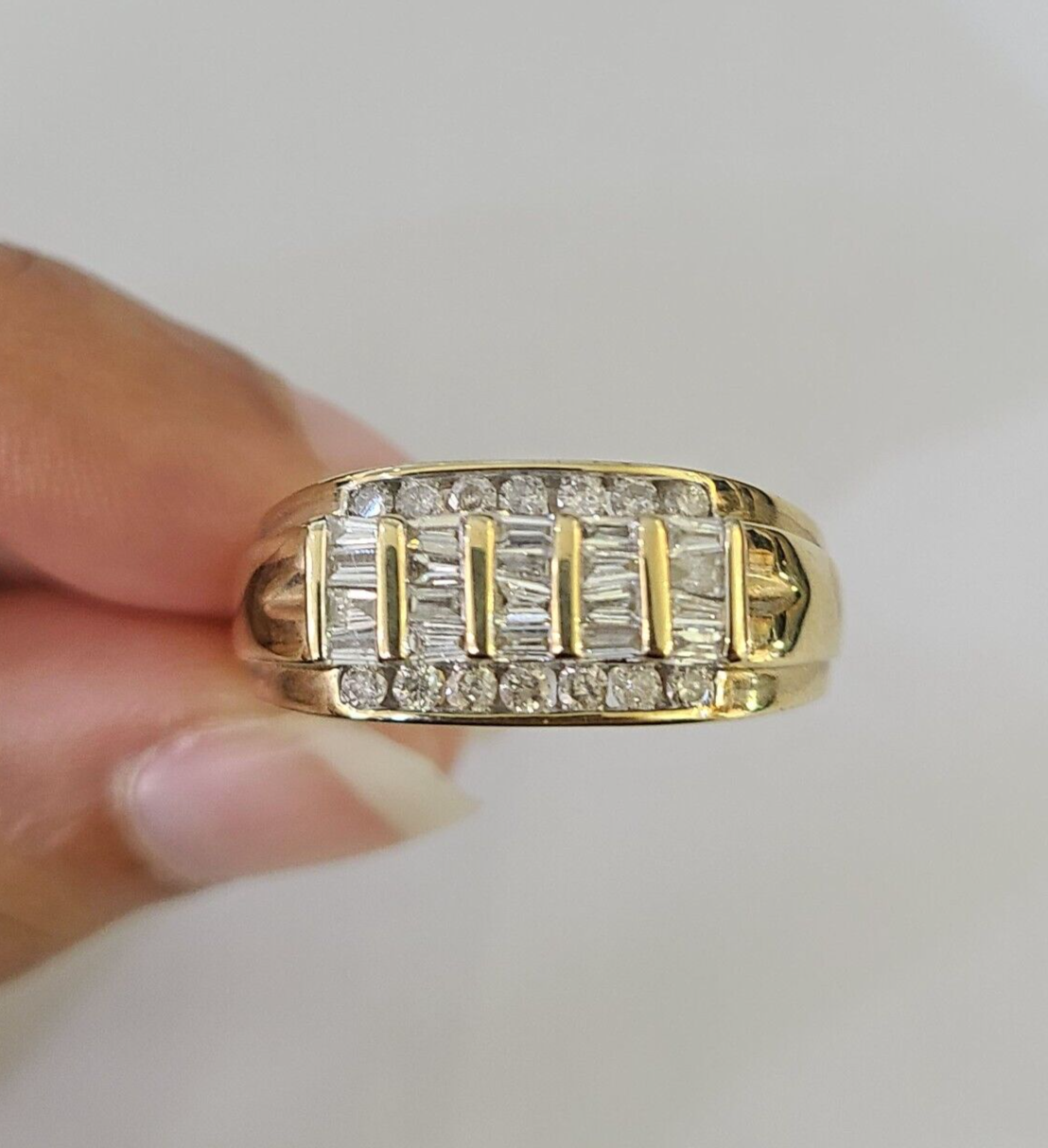 Real 10k Diamond Mens Ring Band Yellow Gold Wedding Genuine Natural