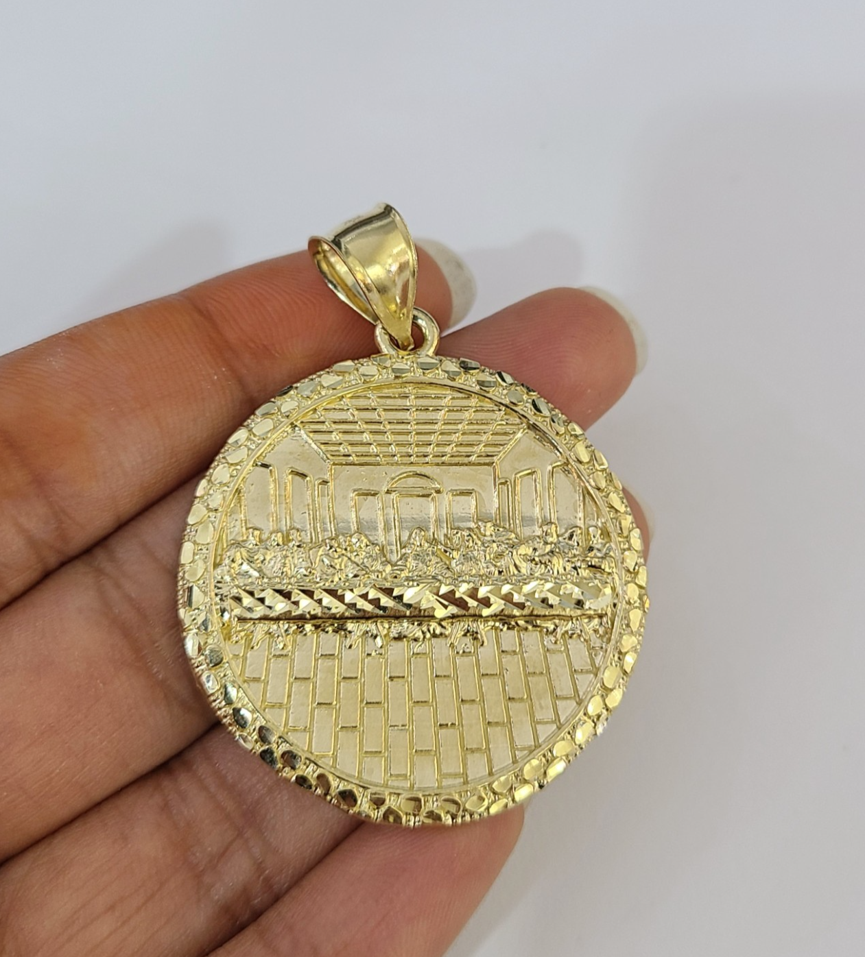 Real 10k Aztec Calendar Charm Pendant Men Women 10kt Yellow Gold