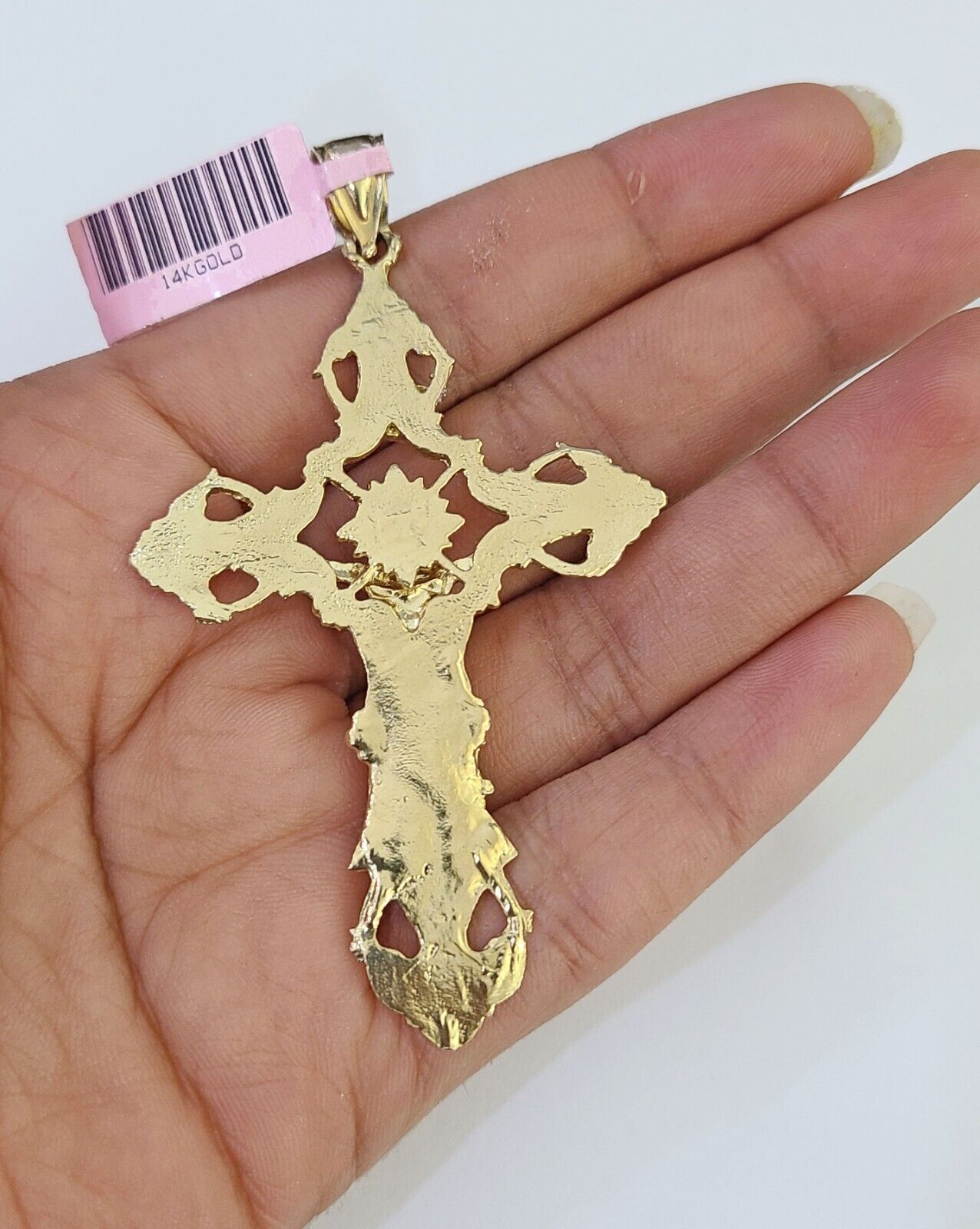 14K Franco Chain Jesus INRI Cross Pendant Charm Necklace 20"-26" 4mm Gold