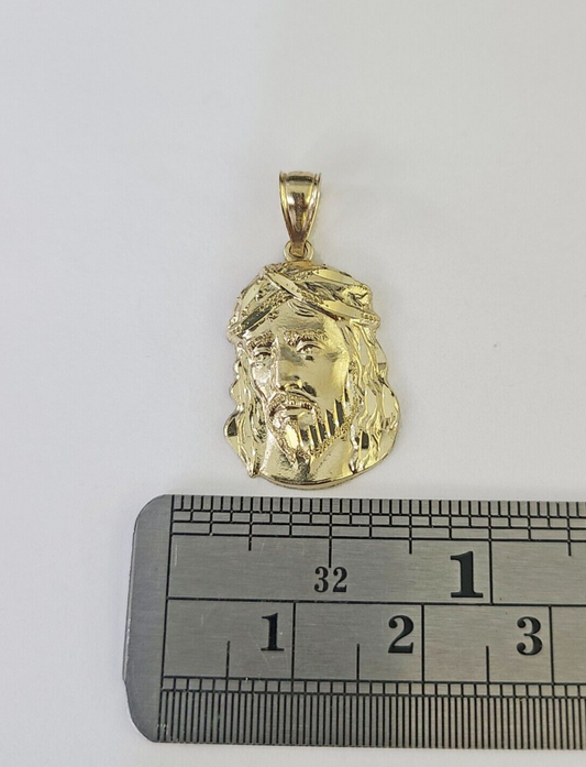 Real 10K Jesus Head Pendant Charm Yellow Gold Genuine 1"