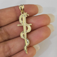 Real 10K Snake Sword Pendant 1.5" Yellow Gold Charm Veterinarian Caduceus