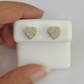 10k Heart Diamond Earrings Real Screw-Back Women Men Studs Yellow Gold