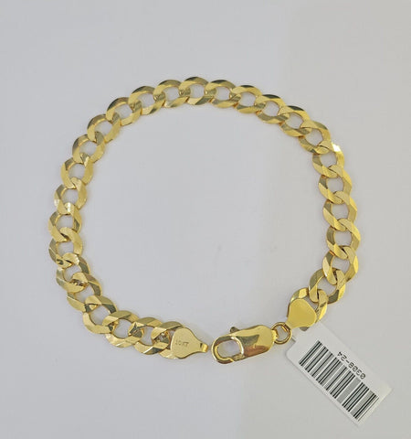 10k Cuban Curb Link Bracelet Yellow Gold 8mm 8.5 Inches Men Women Real