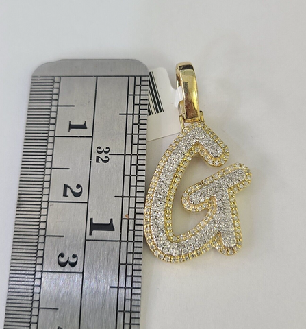 10k Yellow Gold Diamond G Charm Pendant Initial Alphabet Letter Real Genuine