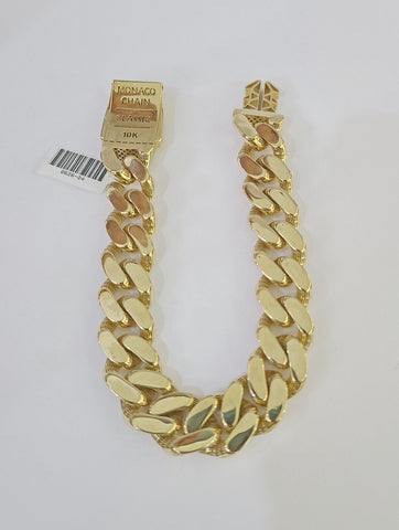 Real 10K Royal Monaco Bracelet Yellow Gold 9" Box Clasp 15mm Genuine