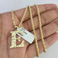 10k Gold Initial E Charm Rope Chain 16"-26" 2.5mm SET Necklace Alphabet Pendant