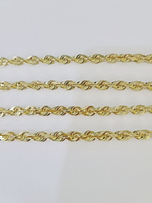 10K Real Solid Rope Chain Yellow Gold Necklace 6mm Length 18" 20" 22" 24" 26"