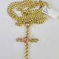 10k Jesus Cross Charm Miami Cuban Chain Pendant Set 5mm 18"28" Necklace Gold