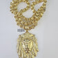 10k Gold Byzantine Necklace Lion Charm 20-30 inches 9mm REAL Yellow SET Chain