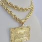 Real 10k Rope Chain Last Supper Charm Set 8mm 20"-30" Inch Necklace Gold