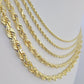 Real 10k Solid Gold Rope Chain Necklace 2.5mm-7mm Men Women Yellow 10kt