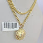 10K Gold Miami Cuban Chain Jesus Mary 18"-28" 3mm REAL Pendant Necklace SET