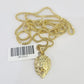 10K Solid Franco Chain Roaring Lion Pendant Charm Necklace 18"-24" 1mm Gold