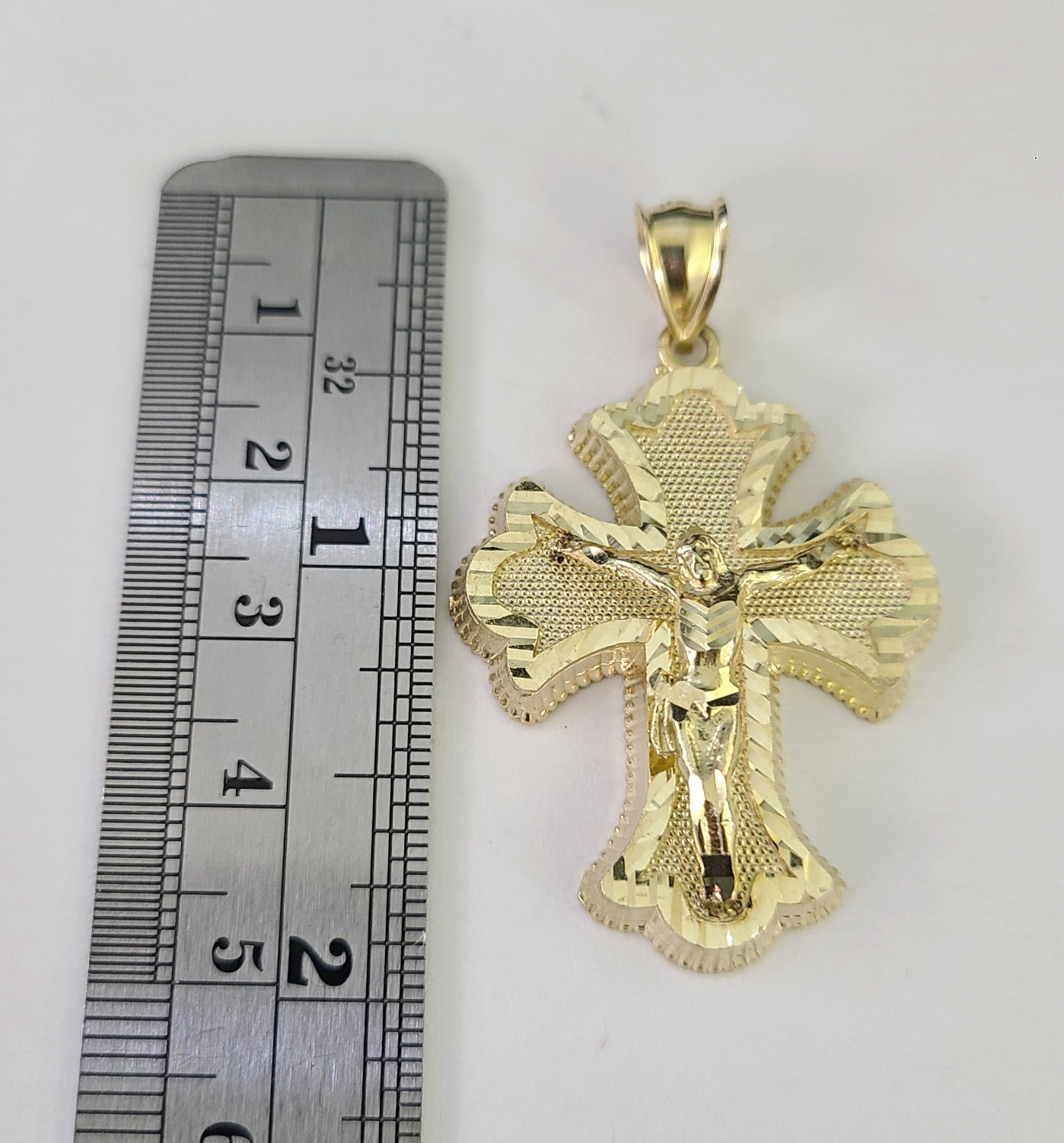 10k Crucifix Cross Charm Miami Cuban Chain Pendant Set 5mm 18"28" Necklace Gold