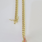 Real 14K Gold Necklace Miami Cuban Link Chain 24 inch 6mm Box Clasp, Mens Hollow