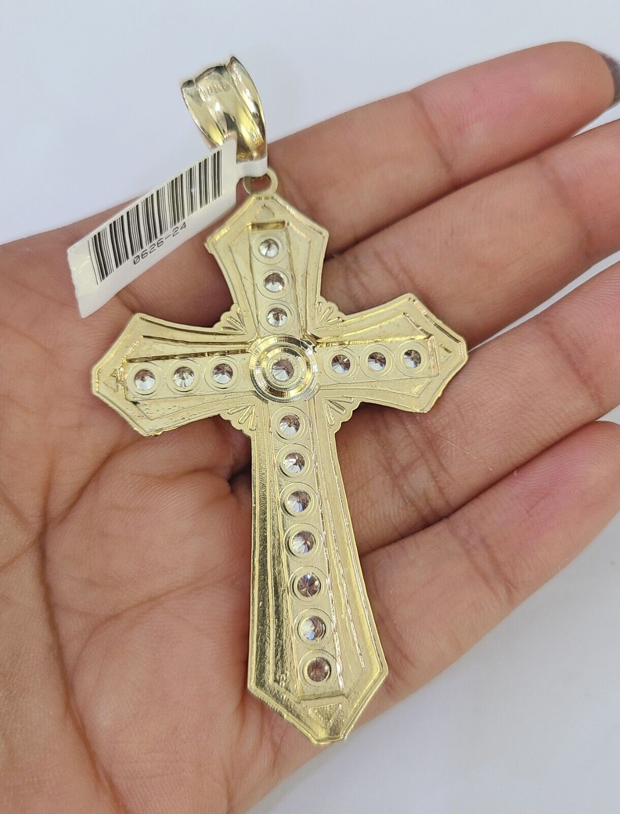 10K Franco Chain Jesus Cross Pendant Charm Necklace 20"-26" 5mm Gold SET Yellow