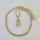 10k 2.5mm Rope Chain Jesus Head Pendant 18"-30" Yellow Gold Set Charm Necklace