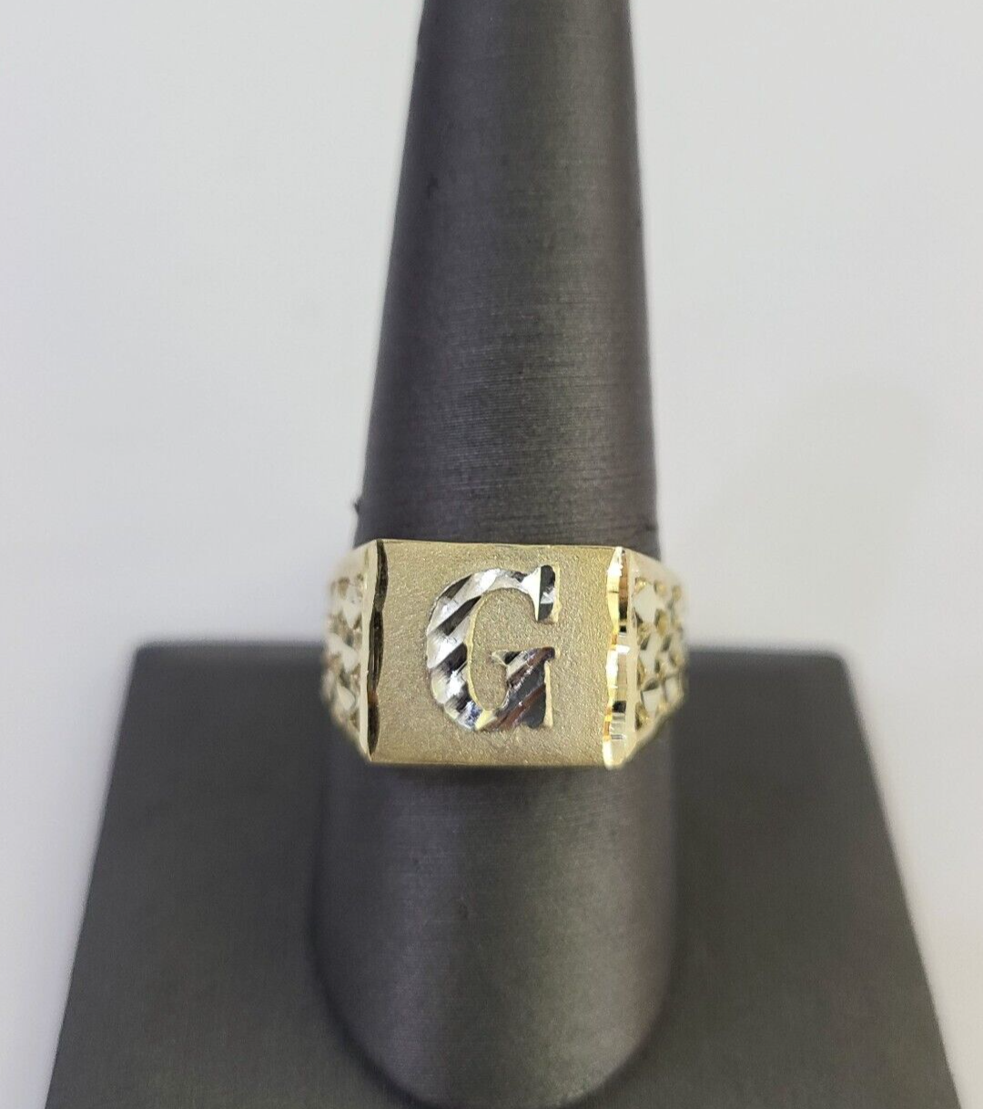 Real 10k Initial G Casual Ring Alphabet Yellow Gold 10kt Genuine