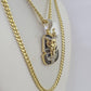 10k Miami Cuban Chain Pharaoh Charm Set 4.5mm 20"-28" Necklace Pendant Gold