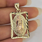 Real 10K Virgin Mary Pendent Charm 10kt Yellow Gold Holy Mother Guadalupe