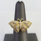 Real 10k Butterfly Diamond Ladies Ring Women Casual 10Kt Yellow Gold