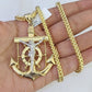 14K Franco Chain Jesus Anchor Pendant Charm Necklace 20"-26" 4mm Gold