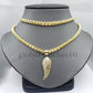 10k Yellow Gold Angel Wing Pendant Charm 10k Solid Rope palm Byzantine chain Set