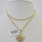 10K Solid Franco Chain Jesus Virgin Mary Pendant Charm Necklace 18"-24" 1mm Gold