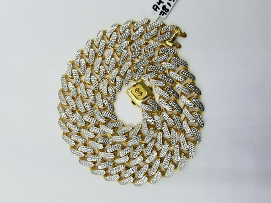 10K 13mm Yellow Gold Royal Miami Cuban Monaco Chain Diamond Cut 24 Inches SALE