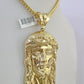 10K Franco Chain Jesus Head Pendant Charm Necklace 20"-26" 5mm Gold Yellow SET