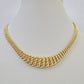 10K Gold Flat Byzantine Link Princesa Necklace Bracelet 7mm Real Yellow SET