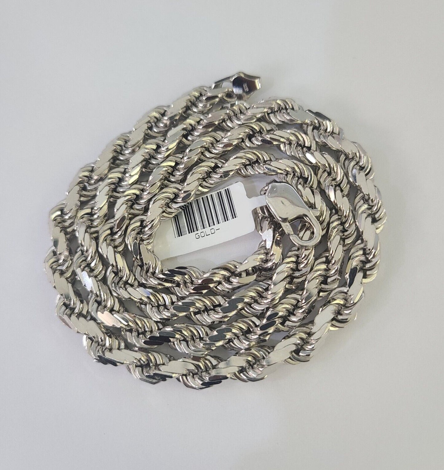 10K Rope Chain Real Solid White Gold Necklace 5mm Length 20" 22" 24" 26" 28" 30"