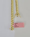 Real 14K Miami Cuban Bracelet Yellow Gold Box Clasp 8.5" Inch 6mm Link Hollow