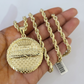 Real 10k Gold Rope Chain Last Supper Nugget Pendant Set 5mm 18"-28"