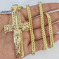 10K Franco Chain Jesus Crucifix Cross Pendant Charm Necklace 20"-28" 4mm Gold