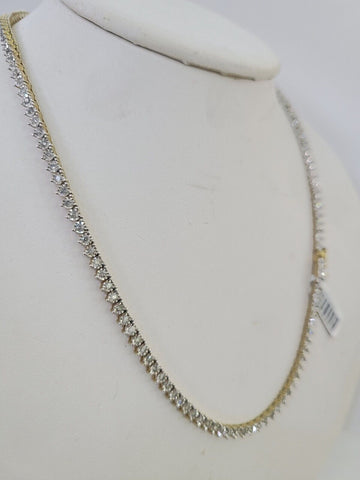10k Diamond Chain Necklace Yellow Gold Men Women Diamond Cuts Real Genuine
