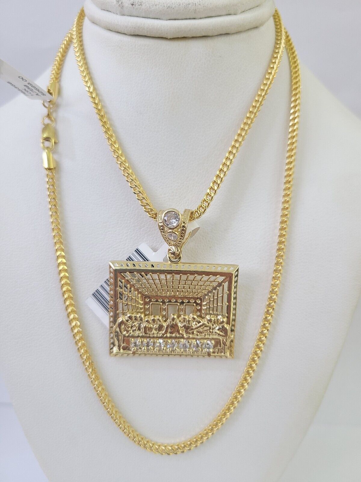 10K Franco Chain Last supper Pendant Charm Necklace 20"-26" 2.5mm Yellow Gold