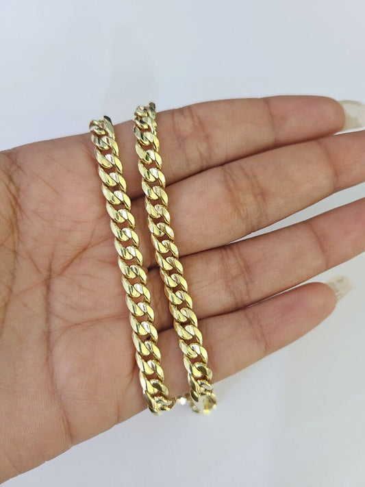 Real 14K Miami Cuban Link Chain Necklace Yellow Gold 20 inch 6mm Mens Hollow