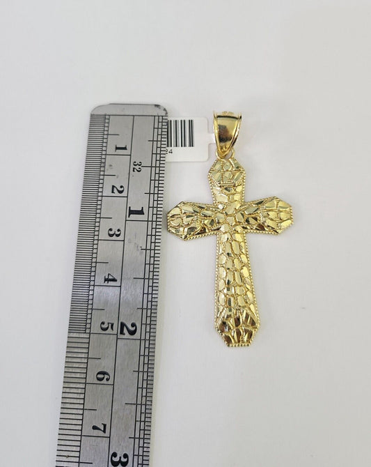 Real 10k Rope Chain Jesus Cross Charm Necklace Pendant Set 5mm 20"-30" Inch Gold