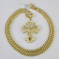 10k Crucifix Cross Charm Miami Cuban Chain Pendant Set 5mm 18"28" Necklace Gold