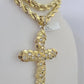 Real 10k Rope Chain Jesus Cross Charm Set 8mm 20"-30" Inch Necklace Yellow Gold