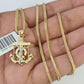 10K Solid Franco Chain Jesus Anchor Pendant Charm Necklace 18"-24" 1mm Gold