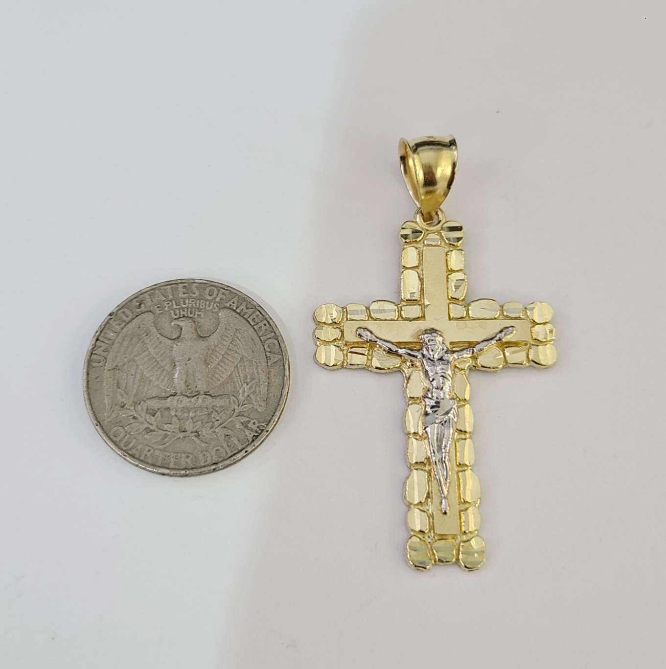 Real 10K Jesus Cross Pendant Crucifix Yellow Gold Charm Genuine 10kt