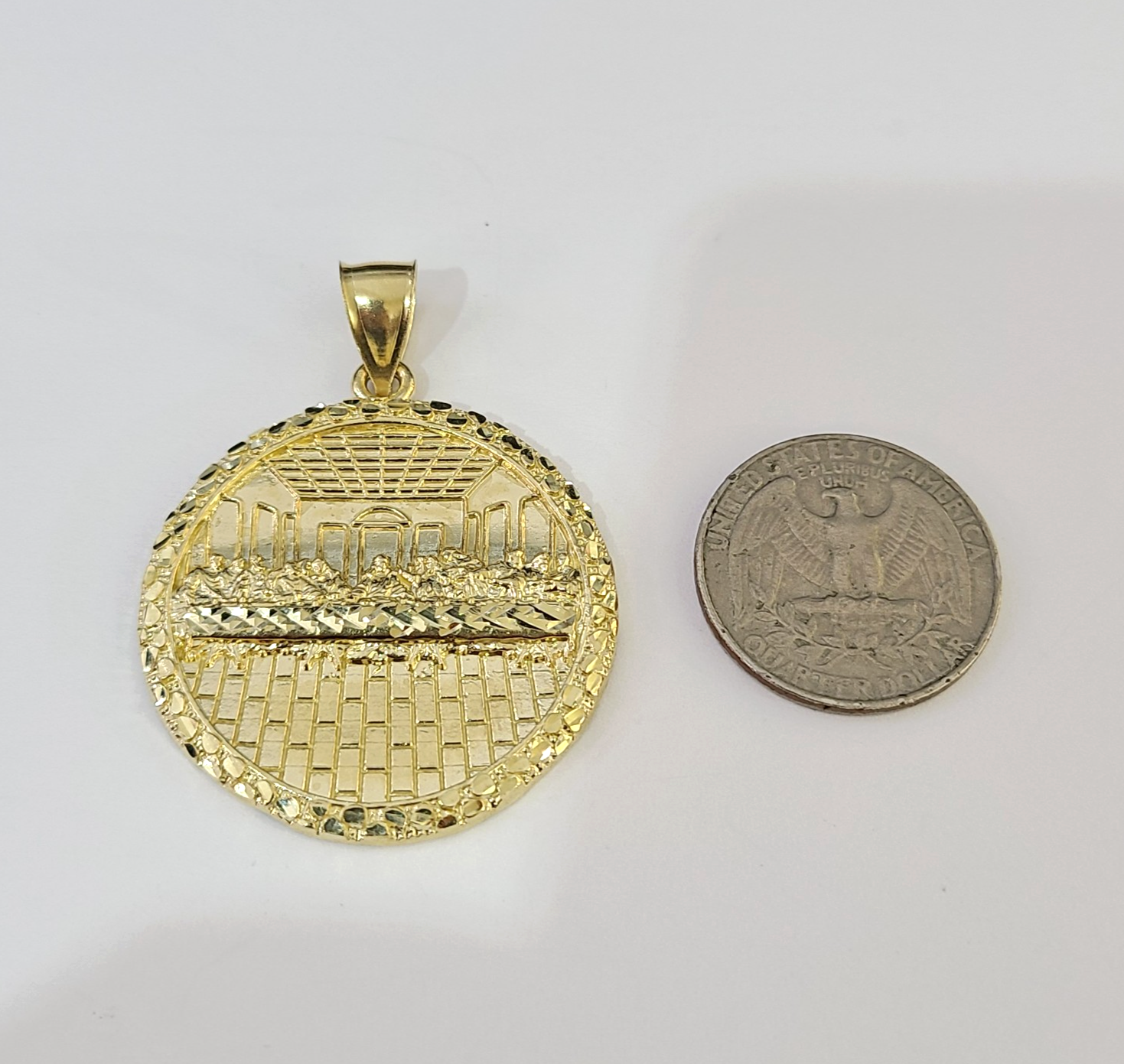 Real 10k Aztec Calendar Charm Pendant Men Women 10kt Yellow Gold