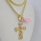 Real 14k Chain Cross Charm Set Miami Cuban Link 5mm 18"-30" Necklace Pendant