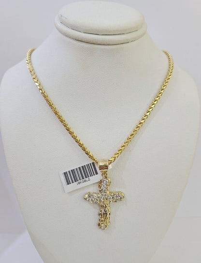 10K Gold Palm Chain 3mm Length 18" 20" 22" 24" 26" 28" 30" & Cross Charm