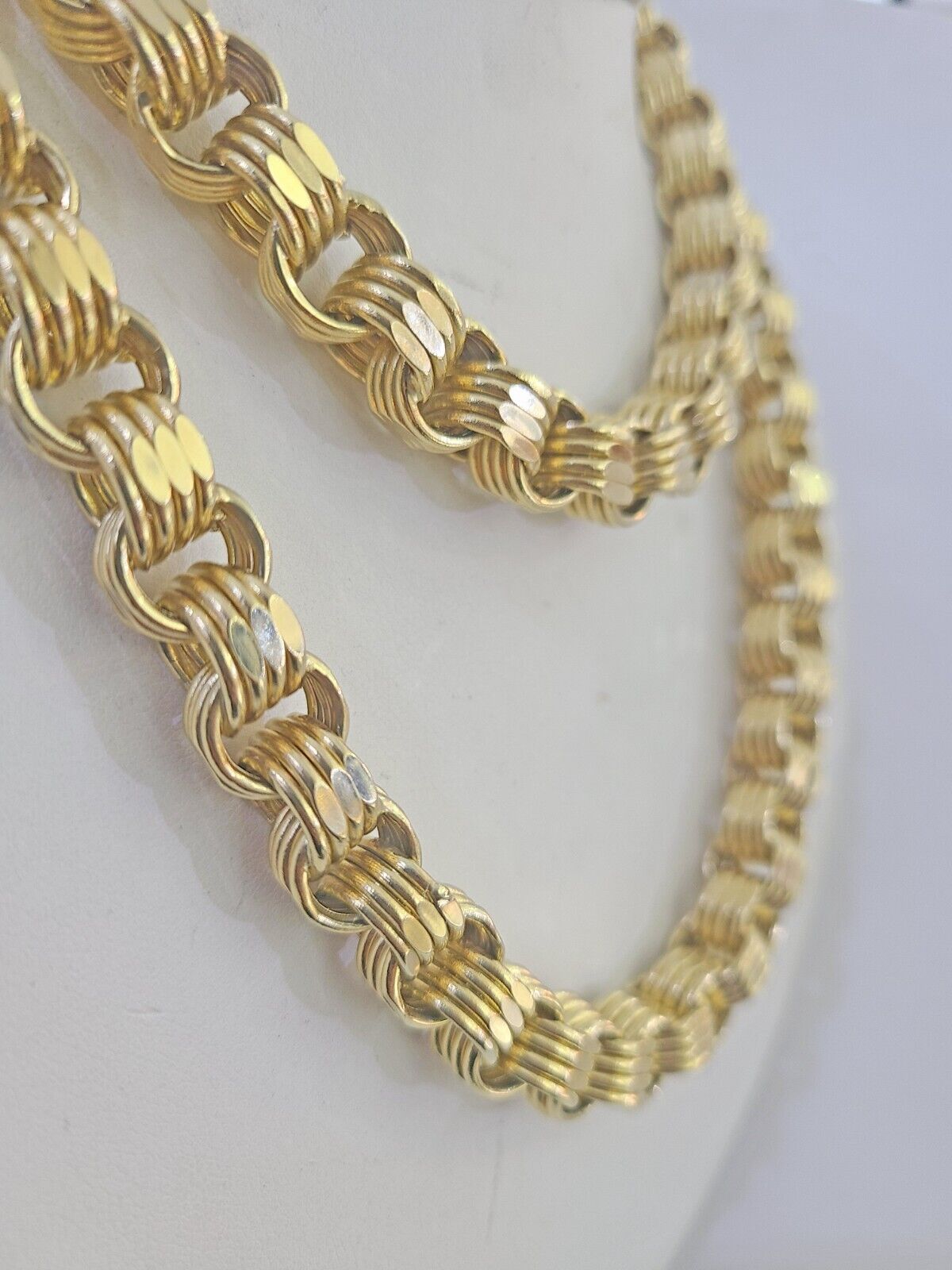 REAL 10k Gold Byzantine Chain Necklace Lobster Clasp 10mm 20"22" 24" 26" 28" 30"