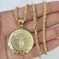 10k 3mm Rope Chain Nugget Medallion Guadalupe Pendant 18"-30" Set Charm Necklace